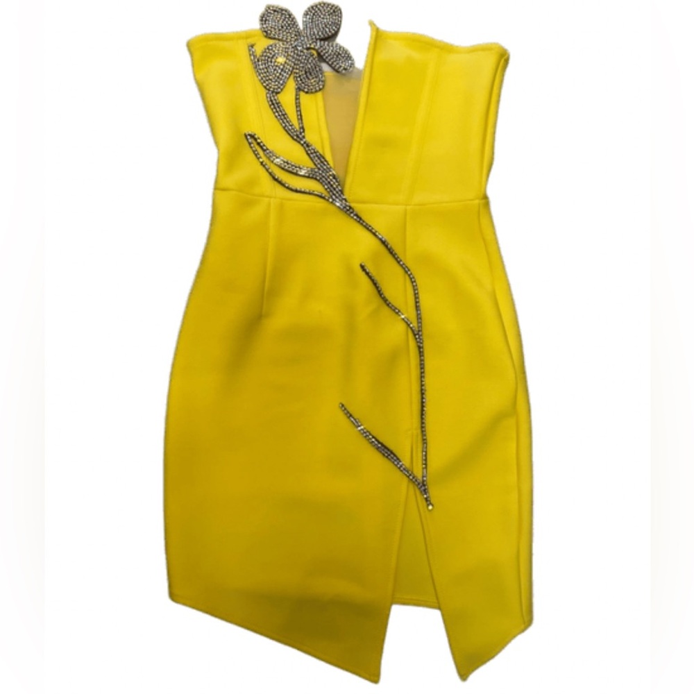 Bella Barnett Yellow Embellished Women's Dress